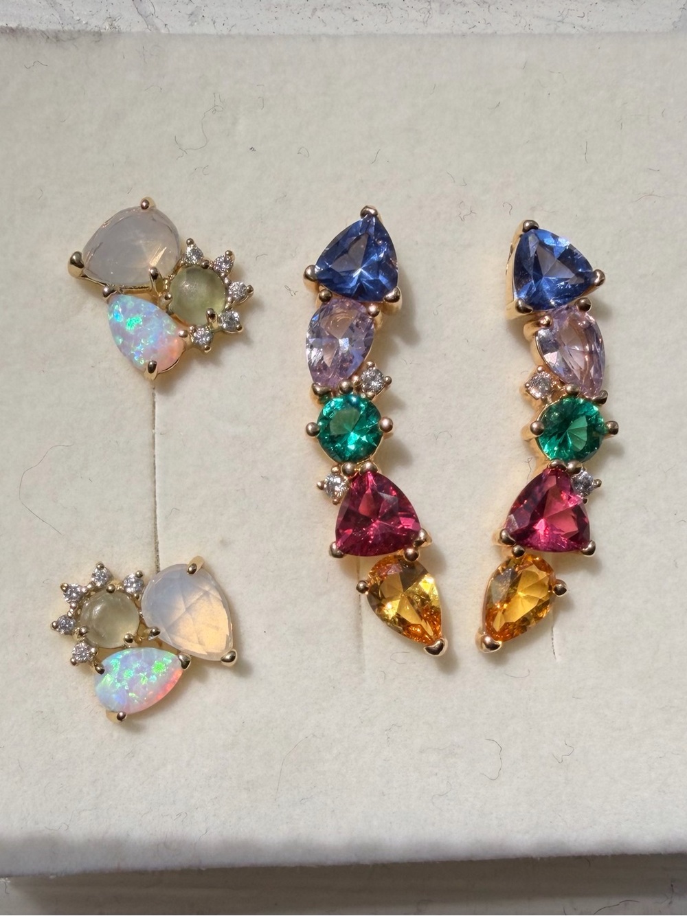 Anthropologie Multicolor Teardrop & Gemstone Cluster Women’s Earrings Gold Tone